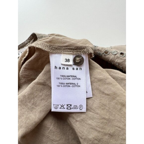 HANA SAN Ornella Olive Green Cotton Voile Eyelet Tunic Blouse, Size 38/S - Picture 14 of 16